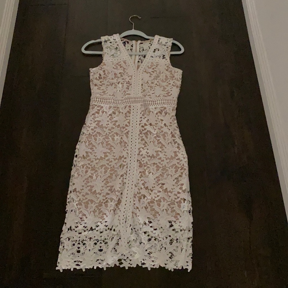 Hailey Lyn Cream Lace Back Zipper Dress 4 graduation dress